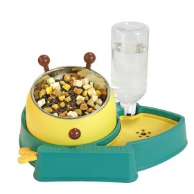 Elevated Tilted Food and Water Bowl Set, Raised Bowl with Automatic Water Dispenser Bottle for Cats and Small Dogs Kitten Puppy  - Forest Green