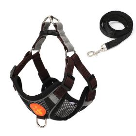 Small Dog Harness Puppy Harness and Leash Set with Reflective Strip for Small Dog Breeds - Black - L