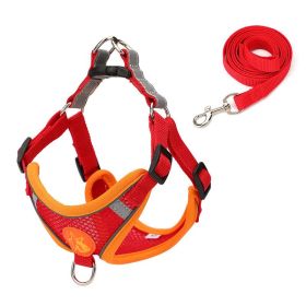 Small Dog Harness Puppy Harness and Leash Set with Reflective Strip for Small Dog Breeds - Red - M