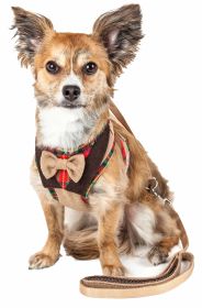 Pet Life Luxe 'Dapperbone' 2-In-1 Mesh Reversed Adjustable Dog Harness-Leash W/ Fashion Bowtie - Medium