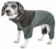 Pet Life Active 'Embarker' Heathered Performance 4-Way Stretch Two-Toned Full Body Warm Up - Green - Small