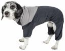Pet Life Active 'Embarker' Heathered Performance 4-Way Stretch Two-Toned Full Body Warm Up - Black - X-Large