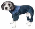 Pet Life Active 'Embarker' Heathered Performance 4-Way Stretch Two-Toned Full Body Warm Up - Teal - Large