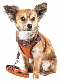 Pet Life Luxe 'Pawsh' 2-In-1 Mesh Reversed Adjustable Dog Harness-Leash W/ Fashion Bowtie - Medium