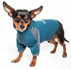 Dog Helios 'Eboneflow' Mediumweight 4-Way-Stretch Flexible And Breathable Performance Dog Yoga T-Shirt - Blue - X-Small