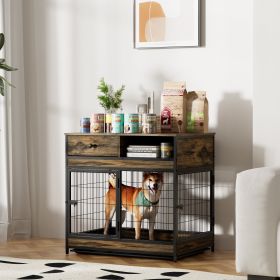 Furniture Dog Cage Crate with Double Doors ,Rustic Brown,31.5"WX22.64"DX30.59"H - as Pic