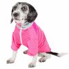 Pet Life Active 'Chewitt Wagassy' 4-Way Stretch Performance Long Sleeve Dog T-Shirt - Pink - Large