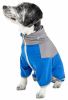 Pet Life Active 'Embarker' Heathered Performance 4-Way Stretch Two-Toned Full Body Warm Up - Blue - Large