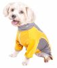 Pet Life Active 'Warm-Pup' Heathered Performance 4-Way Stretch Two-Toned Full Body Warm Up - Orange - Small