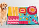 Pet Life 'Sniffer Snack' Interactive Feeding Pet Snuffle Mat - Blue / Pink / Orange