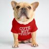 dog clothes starling English short bulldog pet clothing round collar T-shirt Teddy than panda dog clothing - red - L
