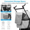 4 Wheels Pet Stroller Foldable Carrier Strolling Cart Travel Jogger Pet Stroller with Removable Liner Storage Basket for Dog Cat - Grey