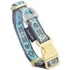 Touchdog 'Shape Patterned' Tough Stitched Embroidered Collar and Leash - Blue - Medium