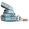 Touchdog 'Shape Patterned' Tough Stitched Embroidered Collar and Leash - Blue - Medium