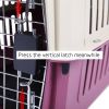 Plastic Cat & Dog Carrier Cage with Chrome Door Portable Pet Box Airline Approved, Medium, Blue/Red - KM0078-Red