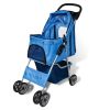 Folding Pet Stroller Dog/Cat Travel Carrier Blue - Blue