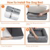 Pet Dog Bed Soft Warm Plush Puppy Cat Bed Cozy Nest Sofa Non-Slip Bed Cushion Mat Removable Washable Cover Waterproof Lining For Small Medium Dog - M