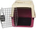 Plastic Cat & Dog Carrier Cage with Chrome Door Portable Pet Box Airline Approved, Medium, Blue/Red - KM0078-Red