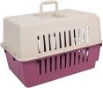 Plastic Cat & Dog Carrier Cage with Chrome Door Portable Pet Box Airline Approved, Medium, Blue/Red - KM0078-Red