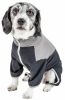 Pet Life Active 'Embarker' Heathered Performance 4-Way Stretch Two-Toned Full Body Warm Up - Black - Small