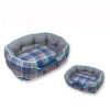 Touchdog 'Archi-Checked' Designer Plaid Oval Dog Bed - Blue - Medium