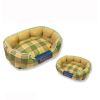 Touchdog 'Archi-Checked' Designer Plaid Oval Dog Bed - Yellow - Large