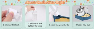 Elevated Tilted Food and Water Bowl Set, Raised Bowl with Automatic Water Dispenser Bottle for Cats and Small Dogs Kitten Puppy  - Navy